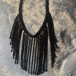 Handmade black tiny beaded necklace